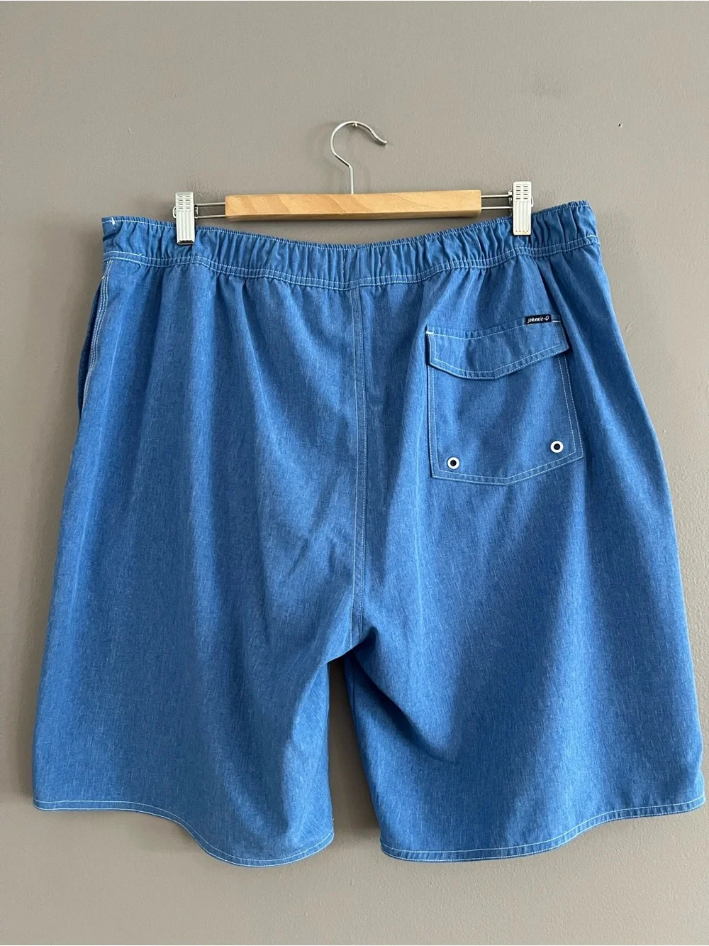 Johnnie-O Mens Elastic Surf Shorts Swim Trunks Blue Lightweight Drawstring Sz XL